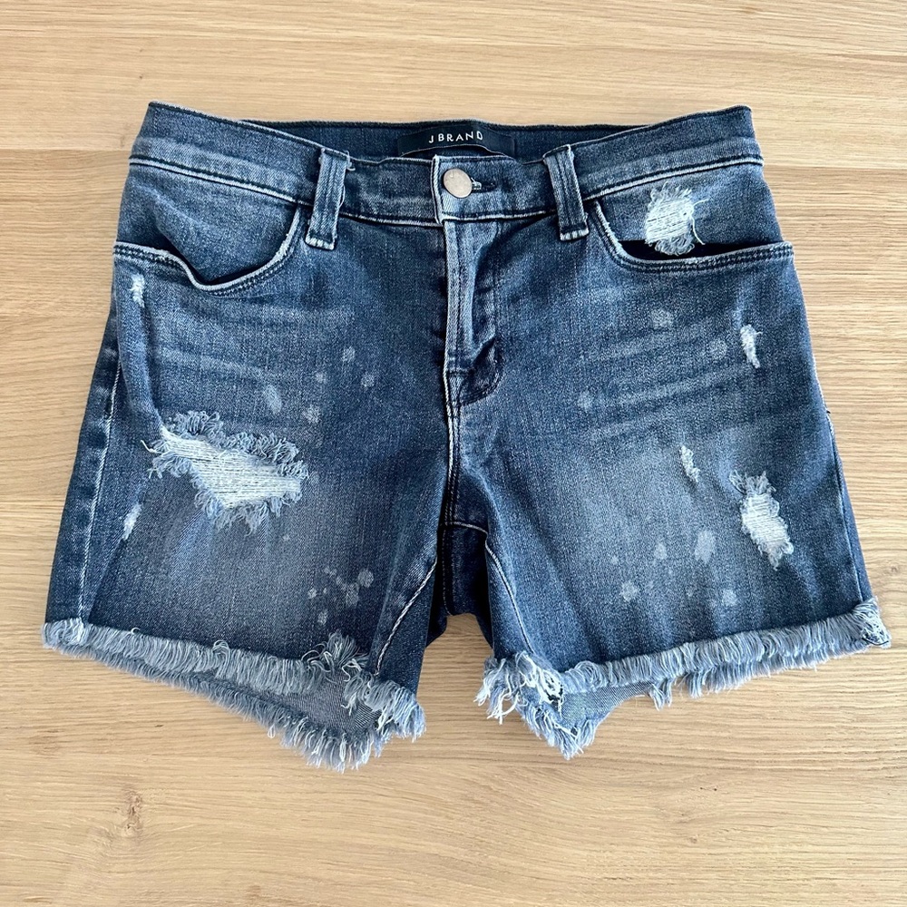 J Brand Grey Distressed Jean Shorts